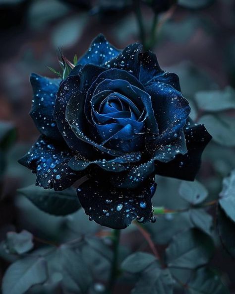 Dark Blue Roses, Galaxy Flowers, Pretty Flowers Pictures, Rose Flower Photos, Goth Garden, Dark Blue Flowers, Rare Roses, Rosé Aesthetic, Dark Flowers