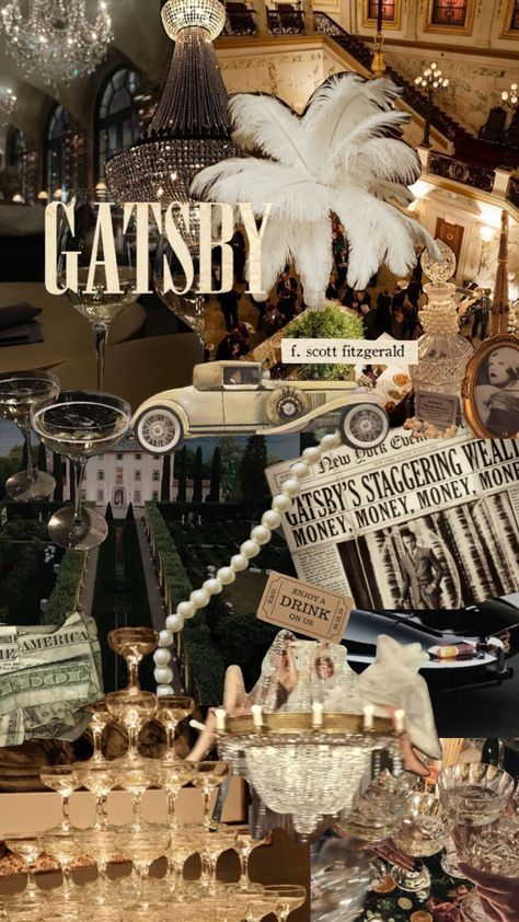 #wallpaper #gatsby #party #fitzgerald #americandream #newyork Great Gatsby Garden Wedding, The Great Gatsby Party Aesthetic, Prom Themes Great Gatsby, The Great Gatsby Background, Great Gatsby Mood Board, Great Gatsby 21st Birthday Party, Hollywood Party Aesthetic, Great Gatsby Collage, Old Party Aesthetic