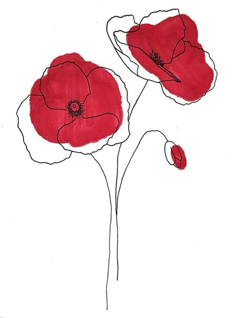 Poppy Drawing Easy, Poppy Line Drawing, Poppy Line Art, Poppies Drawing, Poppy Sketch, Poppy Flower Drawing, Corner Garden Ideas, Poppy Flower Art, Poppies Art