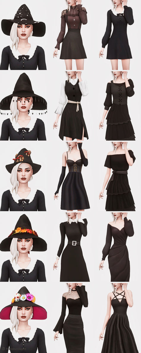 Sims 4 Cc Witch Accessories, Witch Clothes Sims 4 Cc, Sims 4 Cc Gothic Clothing, Sims 4 Spellcaster Cc, Sims 4 Witch Cc, Pilgrim Clothing, Witchy Dress, Cc Shopping, Witch Accessories