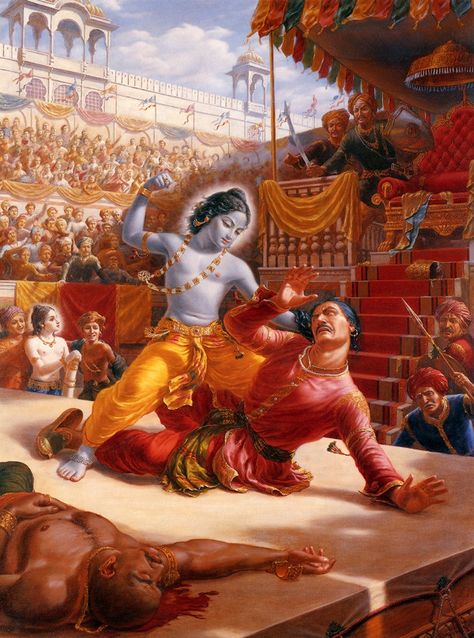 krishna fighting | Krishna Fighting with King Kamsa in the Arena Krishna Birth, Iskcon Krishna, Krishna Lila, Krishna Hindu, Shree Krishna Wallpapers, Lord Krishna Hd Wallpaper, Hinduism Art, Vedic Art, Goddess Artwork