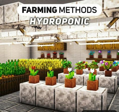 Minecraft Hydroponic Farm, Minecraft Solarpunk, Minecraft Medieval Buildings, Minecraft Decor, The Backrooms, Minecraft Decoration, Minecraft Houses Survival, Minecraft Interior, Minecraft Cottage