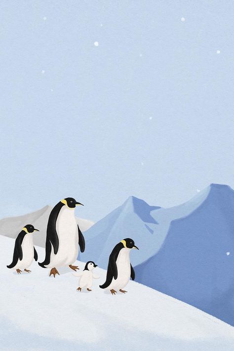 Winter penguins background, cute animal illustration | premium image by rawpixel.com / ton Penguin Wallpaper Iphone Aesthetic, Penguin Aesthetic, Iphone Wallpaper Cute, Penguin Wallpaper, Christmas Wallpaper Iphone Cute, Penguin Illustration, Simplistic Wallpaper, Background Cute, Penguin Art