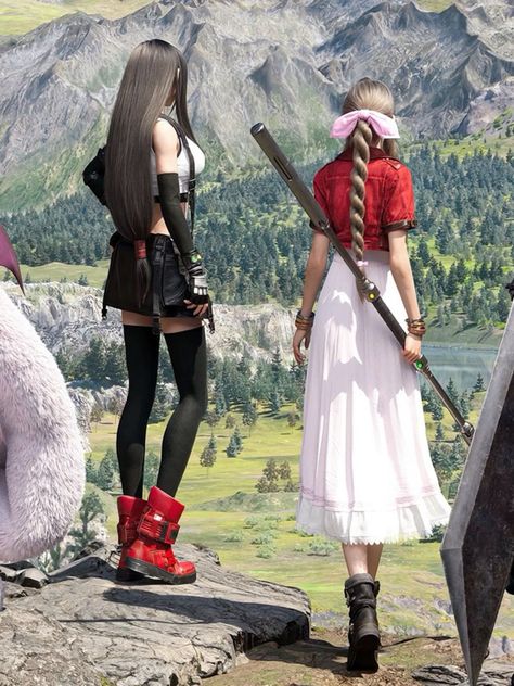 final fantasy 7 rebirth💗 Aerith Ff7 Rebirth, Aerith And Tifa, Tifa And Aerith, Tifa Ff7, Ff7 Rebirth, Videogame Characters, Aerith Gainsborough, Persona 5 Anime, Final Fantasy Collection