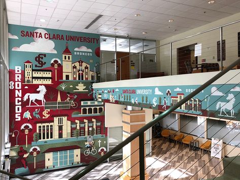 University Environmental Graphics, University Mural, Hallway Mural, Graphic Mural, Santa Clara University, College Town, Notre Dame University, Mural Design, Environmental Graphics