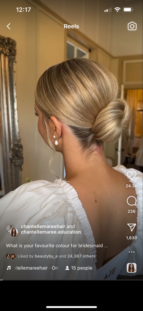 Sleek Hairstyles Bridal, Slick Bun Formal Hairstyles, Slick Bun For Wedding, Slicked Back Updo Wedding Hairstyles, Clean Wedding Bun, Slicked Bun Wedding Hair, Slick Low Bun Wedding Hair, Event Updo Hairstyle, Classic Low Bun Wedding Hair