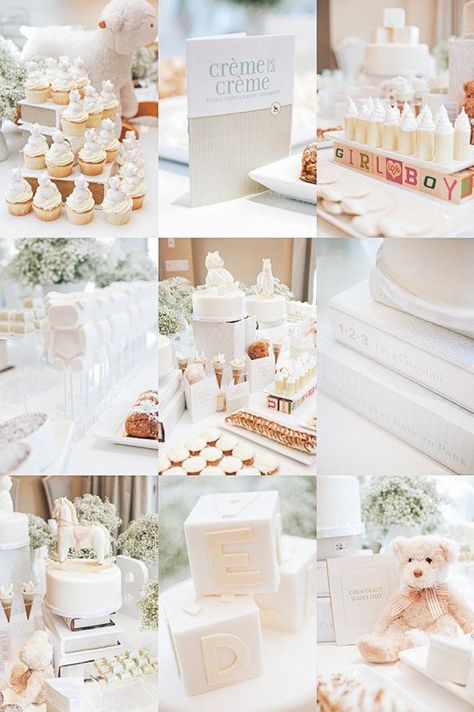 Ideas Bautizo, Baby Shower Party Themes, Idee Babyshower, Winter Wonderland Baby Shower, White Baby Showers, Elegant Baby Shower, Shower Inspiration, Cakes And Cupcakes, Baby Shower Inspiration