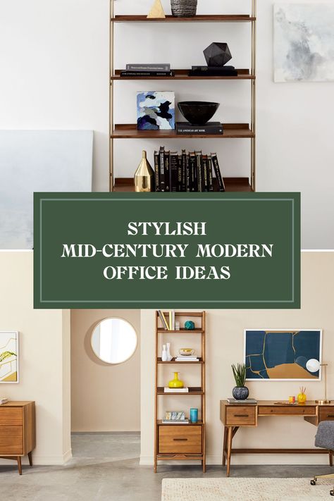 Searching for fresh mid-century modern office decor ideas? Transform your workspace with these stylish tips! Discover how to introduce sleek furniture, bold colors, and clean lines to craft an inspiring environment. We’ll explore how a well-placed accent chair or a vintage desk lamp can elevate your office while preserving a modern flair. Creating a chic and functional workspace has never been easier! Perfect for anyone looking to infuse elegance into their daily grind. Let your personality shine through your office decor choices! How To Style Office Shelves, Mcm Office Ideas, Mid Century Office Ideas, Mid Century Modern Office Furniture, Mid Century Home Office, Mid Century Modern Office Decor, Modern Office Ideas, Modern Eclectic Home, Vintage Desk Lamp