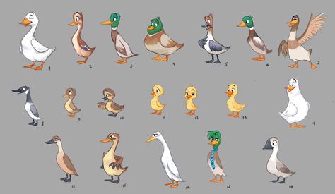 ArtStation - Unapproved Characters, Martina Petrova Duck Character Illustration, Duck Cartoon Drawing, Duck Character Design, Ducks Cartoon, Duck Character, Smile For Me, Duck Illustration, Duck Drawing, Animal Caricature