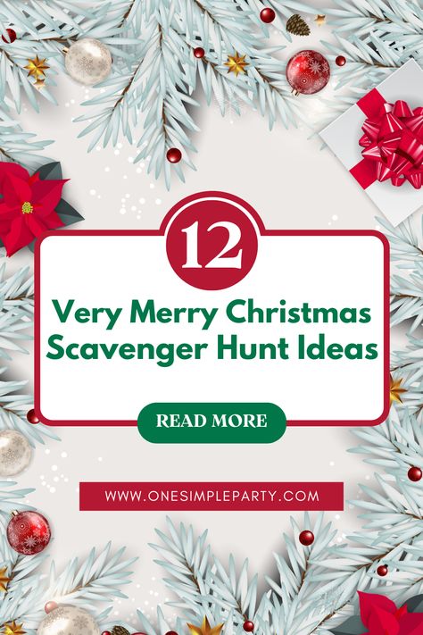 Want to host a Christmas scavenger hunt, but not sure where to begin?  Check out these 12 very merry Christmas scavenger hunt ideas.  From difficult clues to tasty candy cane treats, there are lots of ideas for making your Christmas scavenger hunt the highlight of the Christmas party this season.  #christmasscavengerhunt #scavengerhunt #christmasparty People Scavenger Hunt, Family Christmas Scavenger Hunt Ideas, Puppy Scavenger Hunt Clues, Scavenger Hunt Christmas Gift, Christmas Mall Scavenger Hunt, Christmas Photo Scavenger Hunt Ideas, Christmas Scavenger Hunt For Adults Free, Christmas Scavenger Hunt Around Town, Scavenger Hunt Christmas Clues