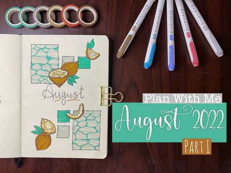 Monthly Bullet Journal Setup In Coconuts Theme Monthly Bullet Journal, 2024 Bujo, Bullet Journal August, August Themes, Crayola Supertips, Bullet Journal Month, Bullet Journal Setup, Tombow Dual Brush Pen, Tombow Dual Brush