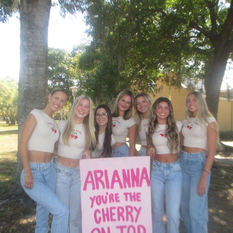 Cherry Sorority, Cherry Theme, Little Gifts Sorority, Sorority Themes, Big Little Basket, Big Little Shirts, Big Lil, Sorority Events, Sorority Bid Day