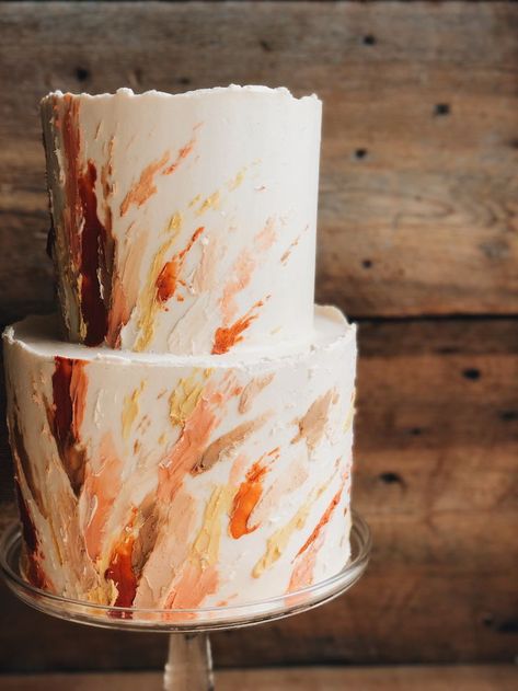 Terra Cotta Cake Wedding, 1 Tier Wedding Cake Terracotta, Birthday Cake Fall Colors, 1 Tier Fall Wedding Cake, Burnt Orange Birthday Cake, White And Orange Wedding Cake, Wedding Cakes Red Velvet, Boho Terracotta Wedding Cake, Wedding Cake Designs Fall