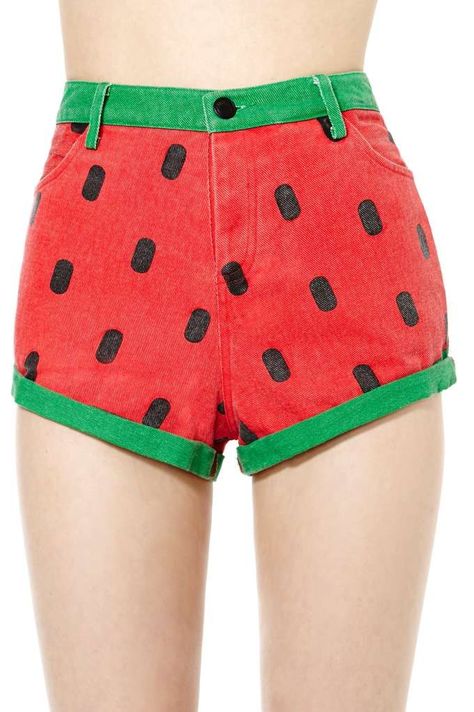 Black Strawberry Shortcake, Fruit Clothes, Watermelon Shorts, Black Strawberry, Pants Short, Diy Shorts, Watermelon Print, Lazy Oaf, Inspiration Mode