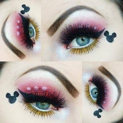 adorable minnie mouse makeup <3 Minnie Mouse Makeup Ideas, Mine Mouse, Minnie Mouse Makeup, Mouse Make Up, Edc Makeup, Mouse Makeup, Disney Eye Makeup, Minnie Costume, Disney Inspired Makeup