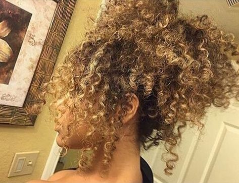 Curly Hair Hacks, Long Natural Curly Hair, 3c Natural Hair, Dyed Curly Hair, Black Women Hair, Highlights Curly Hair, Natural Curly Hair, Blonde Curly Hair, Colored Curly Hair