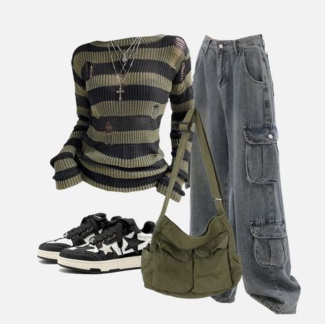 Hollywood Casual Outfit, Outsider Outfits, Mode Grunge, Ropa Aesthetic, Idee Cosplay, Outfit Inspo Casual, Mode Kpop, Baggy Pants, Mein Style