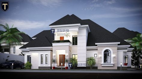 Bungalow With Penthouse, 5 Bedroom Bungalow, Bungalow Plan, Bungalow Designs, Modern Bungalow House Plans, Modern Bungalow House Design, Bungalow Style House, Bungalow Style House Plans, House Roof Design