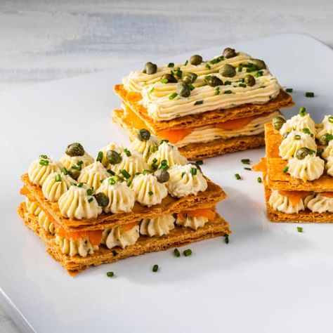 Savoury Mille Feuille, Puff Pastry Dough Recipe, Quick Puff Pastry, Pastry Dough Recipe, Cooks Illustrated Recipes, Donut Toppings, Plating Ideas, Illustrated Recipe, Cookie Toppings