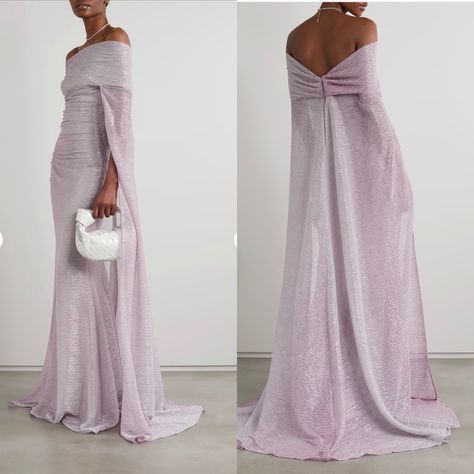 Elegant Designer Purple Gown, Chic Fitted Purple Gown, Elegent Women Classy Outfit, Luxury Elegant Off-shoulder Asymmetrical Dress, Luxury Feminine Off-shoulder Maxi Dress, Lilac Couture Dress, Robes Glamour, Wedding Dress Outfit, Ellie Saab