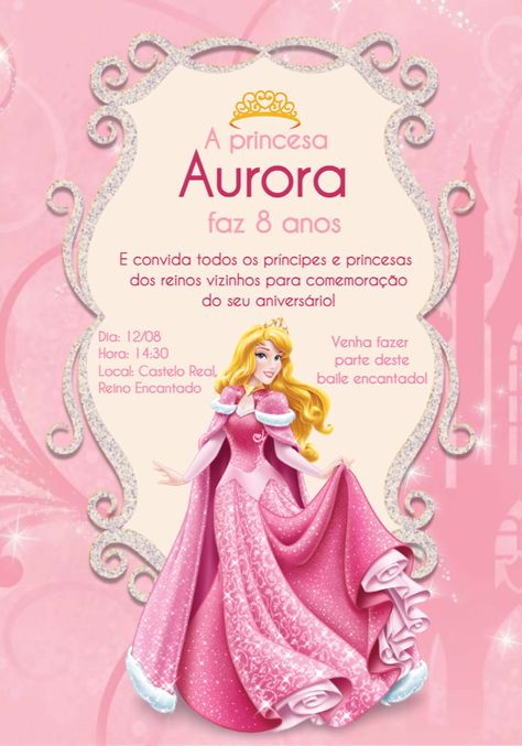 Design by Alice Capistrano Roussenq | Convite Digital Aniversário Princesa Bela Adormecida O convite Aniversário Princesa Bela Adormecida perfeito para o seu evento! Personalize o convite do seu jeito com nosso editor online Nosso convite digital Aniversário Princesa Bela Adormecida é totalmente personalizável. Você pode alterar o texto, a fonte, as cores e até mesmo adicionar fotos. É fácil de usar e você pode editar o convite perfeito em minutos utilizando nosso editor on Disney Playlist, Social Networking, Art Posters, Aurora, Tablet, Smartphone, Greeting Cards, Disney, Birthday