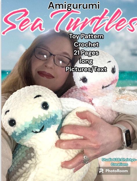 Hi everyone! I'm so happy to bring you my Big Sophia and Sebastian Salty Sea Turtles! They are very big and while they do work up quicker in the big soft yarns, they still do take some time because they are so big. They are great to for big cuddly toys,gifts, or to have for any turtle collector. I've made so many turtles 😊My Jumbo Cuddly Sea Turtle are my own design and I'm happy to release my brand new pattern. It is 21 pages long with easy to follow directions and lots of pictures and notes.? Giant Sea Turtle Crochet Pattern Free, Giant Sea Turtle, Turtle Pillow, Crochet Kids, Turtle Pattern, Sea Creature, Cuddly Toy, Sea Turtles, Baby Crochet