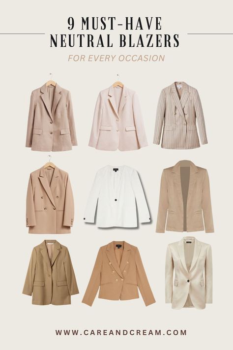 9 Must-Have Neutral Blazers for Every Occasion Neutral Blazer Outfit, Beige Blazer Outfit, Neutral Blazer, Chic Capsule Wardrobe, Oversized Blazers, Fashion Staples, Essential Fashion, Smart Casual Work Outfit, Simply Dress