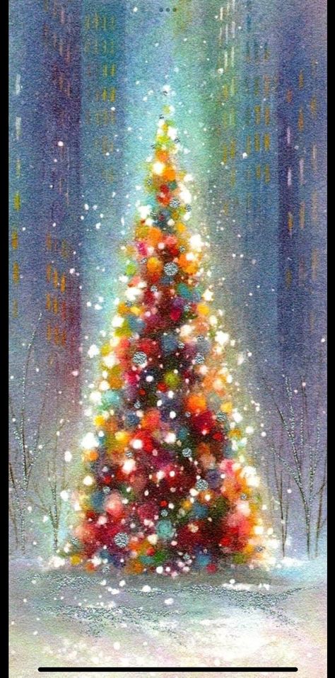 Christmas Canvas Art, Christmas Paintings On Canvas, Christmas Tree Painting, Gems Art, Christmas Canvas, Christmas Scenes, Noel Christmas, Christmas Paintings, Holiday Art