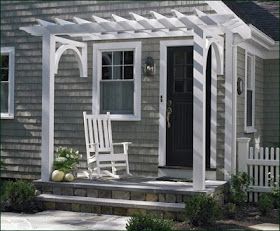 Metal Pergola Ideas, Small Front Porch Seating, Entry Pergola, Angled Pergola, Pergola Entrance, Entrance Door Decoration, Front Porch Seating Ideas, Pergola Patio Ideas, Front Porch Seating