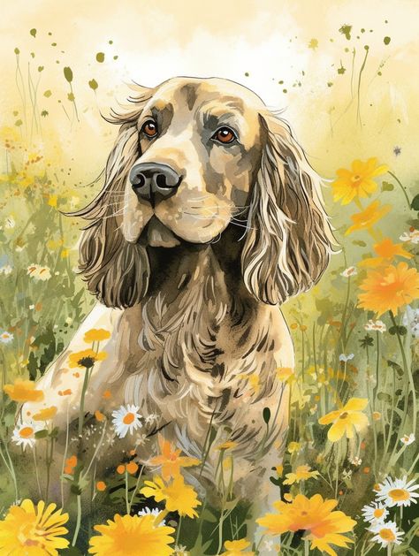 Step into a sunlit meadow with this heartwarming illustration of a working cocker spaniel. 🐶 Inspired by Quentin Blake and Norman Rockwell, the drawing captures the spaniel's expressive eyes and energetic spirit. 🎨 Frolicking among wildflowers and playful butterflies, it's a scene filled with the warmth and joy of a sunny day. 🌼🦋 #CockerSpaniel #Illustration #Artwork #QuentinBlake #NormanRockwell Watercolour Dogs, Cocker Spaniel Breeds, Working Cocker Spaniel, Heartwarming Illustration, Spaniel Breeds, Dog Prints, Working Cocker, Quentin Blake, Expressive Eyes