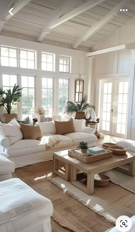 Coastal Sitting Room Ideas, Coastal Country Home, Hobbie Farm, New England Style Living Room, Coastal Casual Living Room, Boho 2024, Neutral Coastal Living Room, Cozy Coastal Living Room, Coastal Chic Living Room