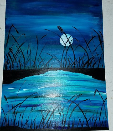 Swamp Lagoon inspired by pinotspalette Swamp Painting Easy, Swamp Painting, Sunset Painting Easy, Swamp Water, Dragonfly Painting, Southern Art, Frog Art, Acrylic Painting Tutorials, Farm Decor