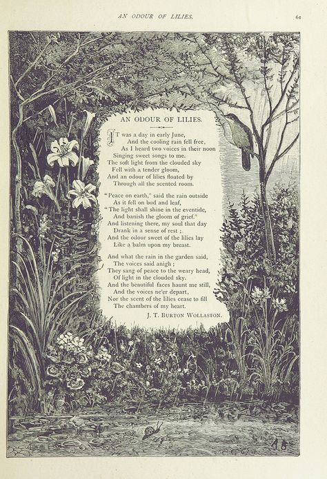 Image taken from page 67 of 'The Changing Year: being poems and pictures of life and nature. Illustrations by A. Barraud, etc' | by The British Library Poetry Book Pages, Illustrated Poem, Poetry Illustration, Poem Illustration, Old Poetry, Nature Illustrations, British Library Digitised Image, Raining Outside, Short Poems