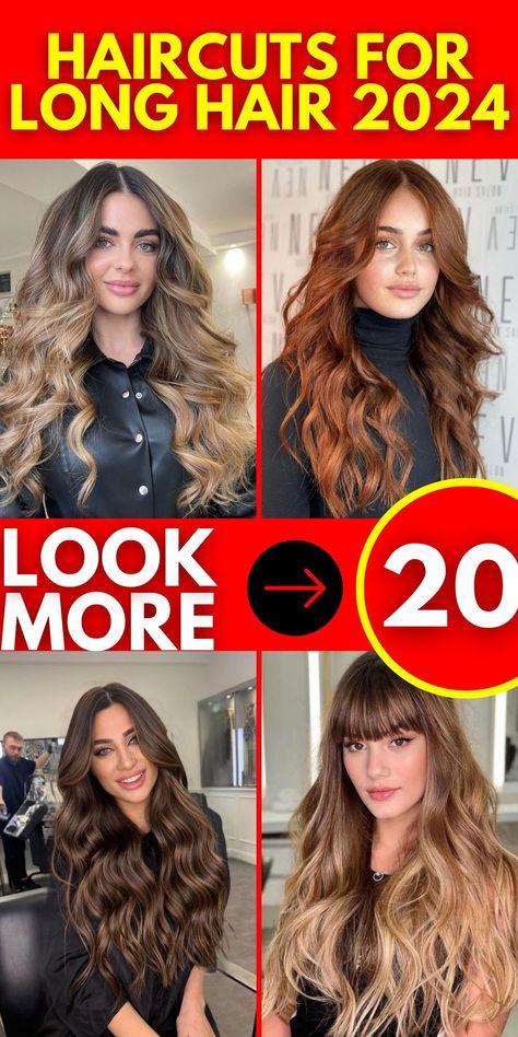 The combination of layers and bangs is a winning formula for 2024's long haircuts. It offers a playful yet elegant style that's bound to turn heads. These layered haircuts with bangs provide a fresh take on classic beauty, making them a top choice for the fashion-forward crowd. 2024 Long Hair Cuts For Women, Fall Haircuts For Long Hair 2024, Fall 2024 Long Hair Cuts, Bangs 2024 Long Hair, Long Hair With Bangs 2024, Layers And Bangs, Long Hair Trends, Layered Haircuts With Bangs, Hot Haircuts