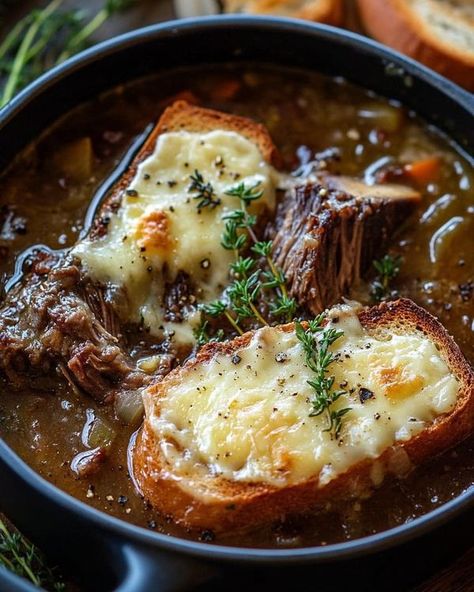 Soup Lovers | Savory Short Rib French Onion Soup with Gruyère Toast | Facebook