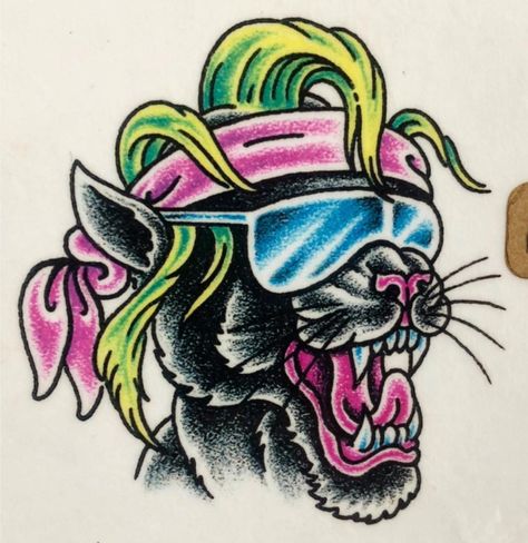 Traditional Pitbull Tattoo Flash, Traditional Animal Tattoo Flash, Panther Head Tattoo Flash, 80s Tattoo Flash, Traditional Flash Painting, Official Tattoo Brand Flash, Vintage Panther Tattoo Flash, Druid Tattoo, Tattoo Character