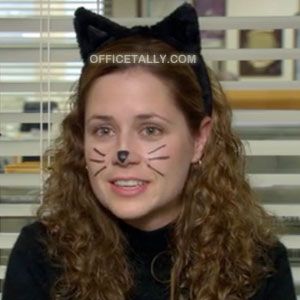 The Office Pam Halloween Costume: Cat Pam Cat Costume The Office, Pam From The Office Costume, Pam The Office Costume, Pam Halloween Costume, The Office Costume Ideas, Cat Halloween Costumes For Women, The Office Halloween Costumes, Cat Costumes Women, The Office Costumes