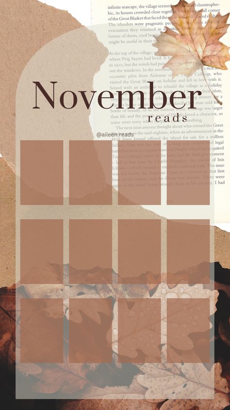 November Book Template, November Reads Template, Bookish Templates, November Reading, Bookstagram Templates, Bookstagram Ideas, November Books, Book Review Template, Literary Themes