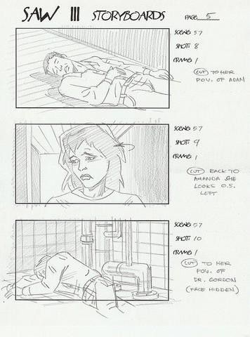 SAW 3 STORYBOARD OF AMANDA. DR GORDON, ADAM IN BATHROOM | #32543024 Saw Drawing, Saw Traps, Saw Series, Saw Film, Avatar The Last Airbender Art, See Movie, Storyboard Artist, Horror Icons, In Bathroom