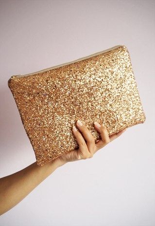 Rose Gold Glitter Makeup, Rose Gold Clutch Bag, Rose Gold Makeup Bag, Gold Glitter Makeup, Rose Gold Clutch, Glitter Clutch Bag, Gold Clutch Bag, Bridal Clutch Bag, Glitter Clutch