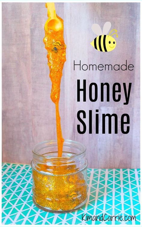 How to Make Easy Honey Slime Recipe #bee #crafts #for #kids #beecraftsforkids Easy honey slime recipe that looks like honeycomb - with honey bee embellishments inside! This DIY kids craft is fun to make and a perfect educational activity to teach children about the importance of honey bees as pollinators for growing food. Crafts Easy For Kids, Honey Slime, Cool Slime, Diy Homeschool, Diy Stressball, Craft For Children, Cool Slime Recipes, Bee Crafts For Kids, Bee Activities