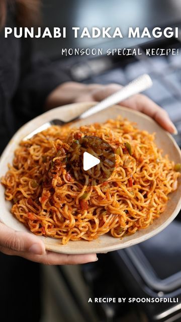 Spoons of Dilli on Instagram: "•PUNJABI TADKA MAGGI RECIPE•😍 We are sure you all will love this Maggi recipe! Not only easy to make but is super yum🤤  Ingredients used are- Garlic cloves- 15-20 pcs Kashmiri red chilli powder- 1 Tsp Oregano- 1 Tsp Chilli flakes- 1/2 Tsp Sugar- 1/2 Tsp Salt to taste Some melted butter  Boil 2 packets maggi   Now, in a kadhai or wok- Oil- 1 Tbsp and butter- 1 Tbsp Green chillies- 2 pcs Onion- 1 small size Capsicum- 1 small size Tomatoes- 2 small size Maggi masala  A video directed by Shreya Jain  Content strategist- Aman Sureka  Videographer- Shubham Kaushik  Chef- Vishal Panchal  #maggi #maggie #maggilover #magginoodles #maggirecipes #noodles #noodlesrecipe #snackrecipes #snackrecipe #foodreels #recipereels #delhi #delhifood #delhifoodie #foodporn #foodsta Chilli Garlic Maggie, Chilli Maggi Recipe, Tadka Maggi Recipe, Maggi Masala Powder Recipe, Garlic Maggi Recipes, Easy Maggi Recipes, Chilli Garlic Maggi, Masala Maggi Recipe, Maggie Recipes