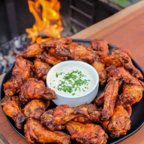 Smoked Double Fried Wings - Over The Fire Cooking Smoked Wings Recipe Electric Smoker, Nashville Hot Recipe, Chicken Wings In Electric Smoker, Smoked Then Fried Chicken Wings, Smoked Chicken Wings Traeger, Smoked Chicken Wings Pit Boss, Hot Chicken Wings, Grilled Buffalo Chicken, Best Chicken Wing Recipe