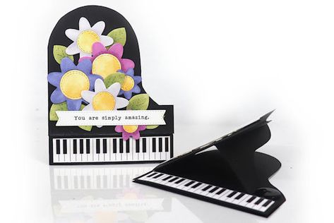 If you’ve got someone who loves music or plays the piano then this Grand Piano Shaped Card is sure to amaze them! Dina is offering a FREE printable template and step by step directions for creating this card that even … Read More ... Piano Card, Music Cards, Card Folds, Card Templates Free, Interactive Cards, Easel Cards, Grand Piano, Stamping Ideas, Card Making Tutorials