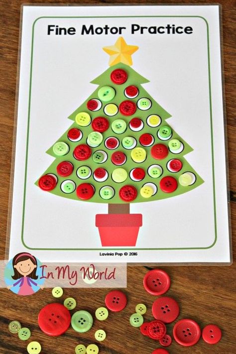 FREE Christmas Preschool Centers Christmas Tree Fine Motor Fine Motor Practice, Christmas Math Activities, Preschool Christmas Activities, Christmas Preschool, Christmas Units, Christmas Centers, Preschool Centers, Preschool Christmas Crafts, Christmas Kindergarten