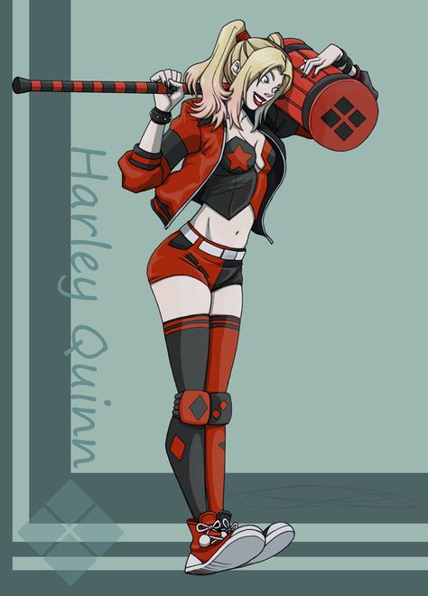 Harley Quinn Character Design, Diy Villain Costume, Harley Quinn Costume Women, Cartoon Harley Quinn, Halloween Costumes Harley Quinn, Harley Quinn Costume Ideas, Harley Quinn Injustice 2, Harley Quinn Hammer, Comic Harley Quinn