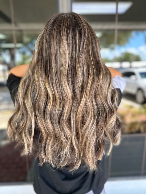 Bright blonde highlights in dark hair! Created by hairalchemy_byalaina on instagram! Dark With Blonde Highlights, Full Head Blonde Highlights On Dark Hair, Highlights In Dark Hair, Full Head Blonde Highlights, Full Head Blonde, Bright Blonde Highlights, Blonde Highlights On Brown, Blonde Highlights On Brown Hair, Full Head Of Highlights