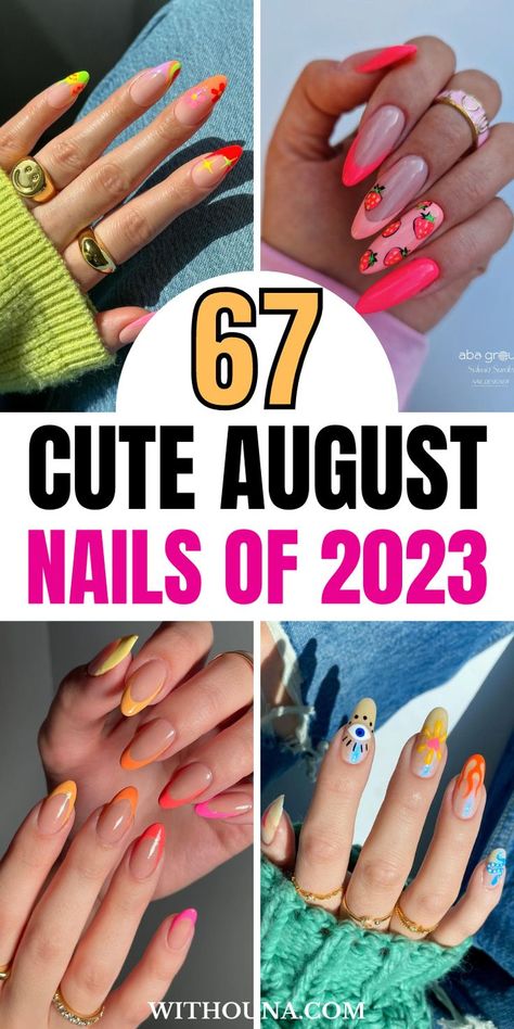 August is finally here and I can't miss a chance to get my August nails done to celebrate this warm and cute summery month. Thus, These August nails of 2023 are the best summer nails to upgrade your nail design. You have a range of August nail colors to choose from. We've got you everything from August nails designs, August nails ideas, August nails trend 2023, summer August nails, August nail ideas 2023, bright summer nails 2023, August nails designs 2023 and more. Nail Inspo August, Nail Designs August, Cute August Nails, Nails Color 2023, August Nail Colors, Halloween Nails Square, Nails Of 2023, Nails August, Winter Nails 2023