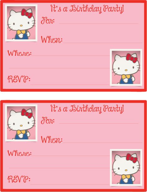 Hello Kitty Printables: Birthday Invitations | MPP Hello Kitty Printables Birthday, Sanrio Birthday Invitation, Hello Kitty Invitation Card, Hello Kitty Birthday Invitations, Hello Kitty Invitations, Kitty Birthday Party, Diy Hello Kitty, Hello Kitty Printables, Hello Kitty Birthday Party