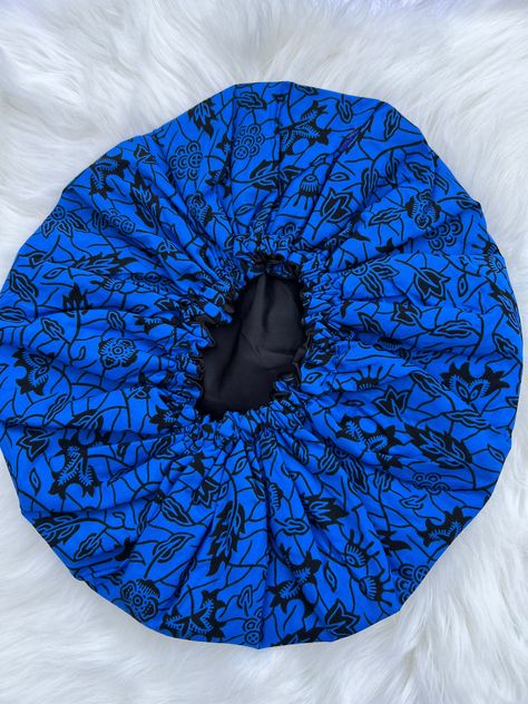 Blue Ankara hair bonnet, Satin lined sleeping cap, Large Ankara bonnet, African print bonnet, Night sleep, Protective styles by ShopbyTanwa on Etsy African Net Sponge, Ankara Bonnet, Blue Ankara, Ankara Accessories, Sleeping Cap, Exfoliating Sponge, Bonnet Cap, Hair Business, Satin Hands